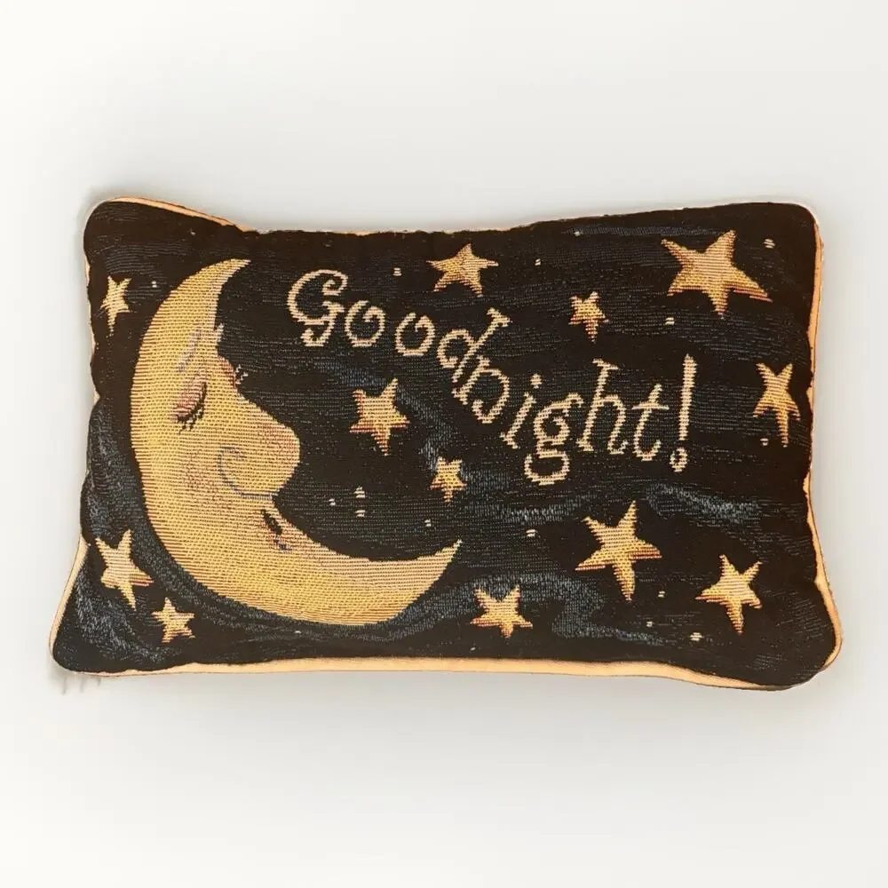 Vintage Good night Don’t let the bed bugs bite Tapestry Throw Pillow 12x7”